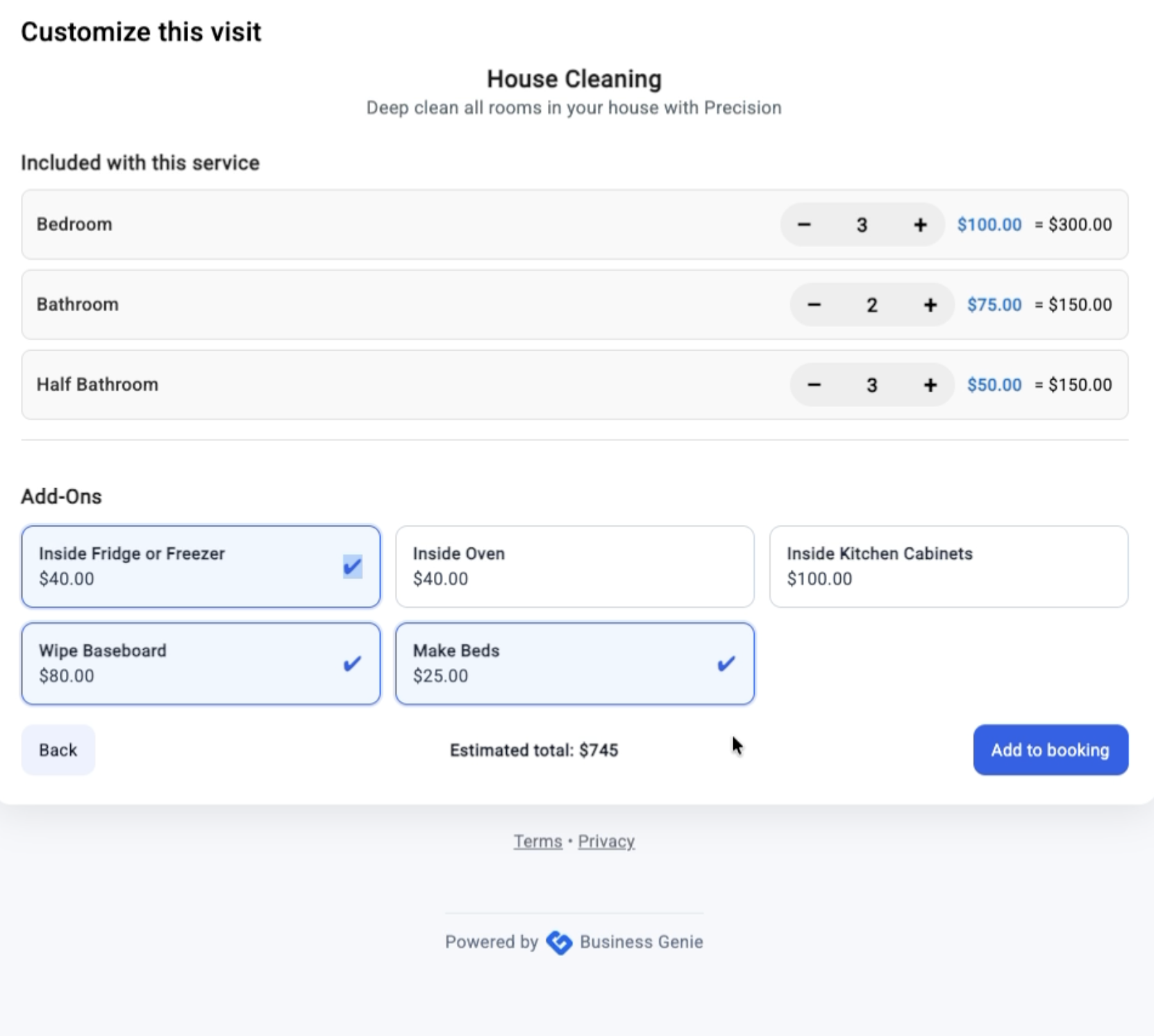 Online booking for HVAC services